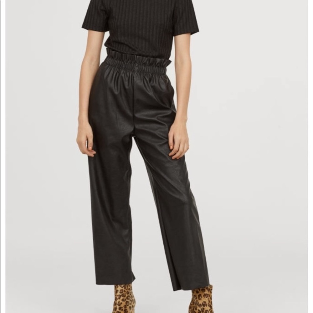 H&M paper bag vegan leather pants NWT